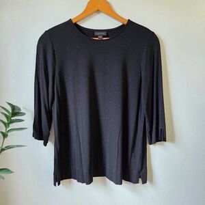 EUC J JILL WEAREVER COLLECTION BLACK 3/4 SLEEVES SOFT MINIMALIST TEE SIZE SMALL